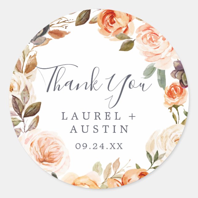 Rond Sticker Rustique Merci Terre de mariage Favor (Devant)