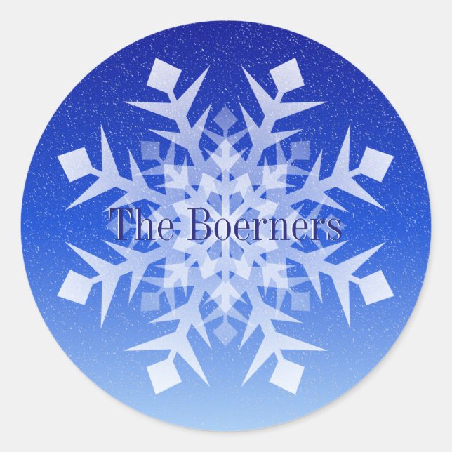 Rond Sticker sac Enveloppe Noël Snowflake Nom (Devant)