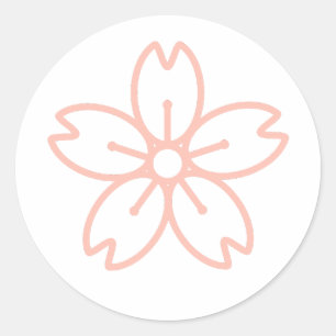 Rond Sticker Sakura (Fleur de cerisier) rose vif