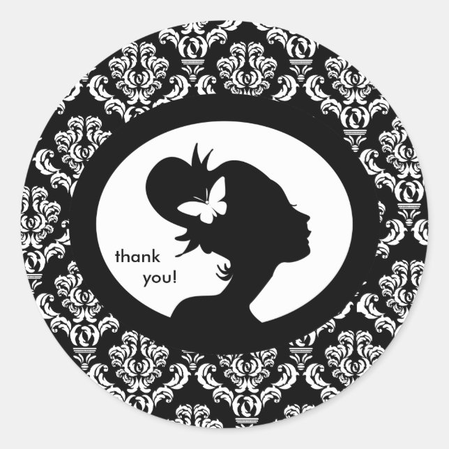 Rond Sticker Salon Papillon femme Silhouette (Devant)