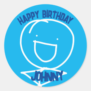 Rond Sticker Sam Stickman Anniversaire Classic Round