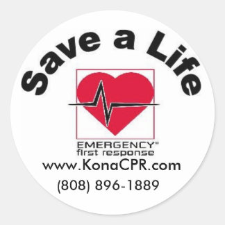 Rond Sticker Sauver une vie de Kona CPR