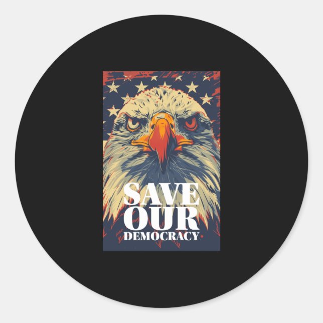 Rond Sticker Save Democracy (Devant)