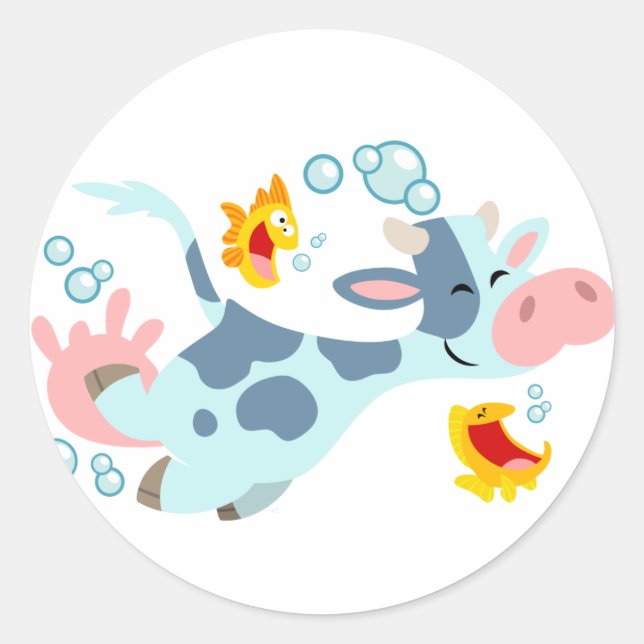 Rond Sticker Sea Cow and Fish Friends (Devant)