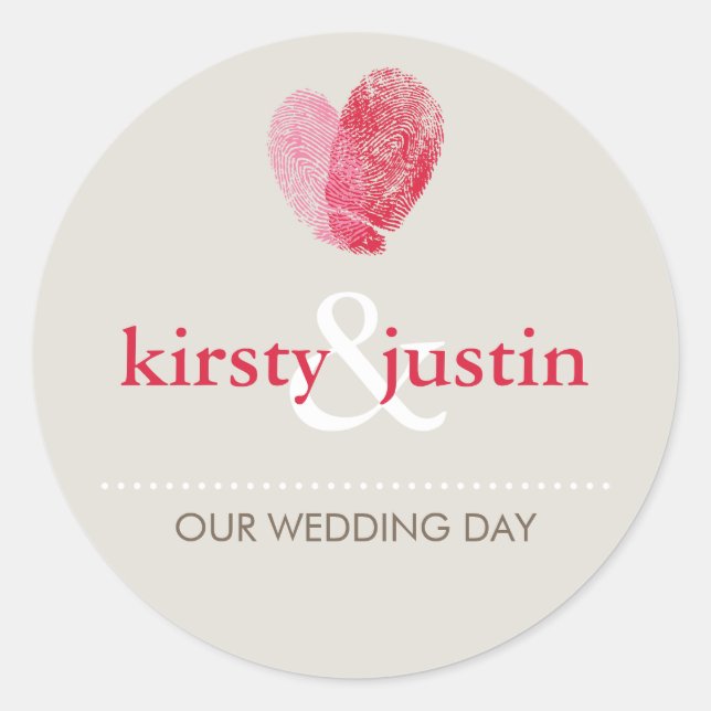 Rond STICKER SEAL mignon empreinte mariage coeur amour (Devant)