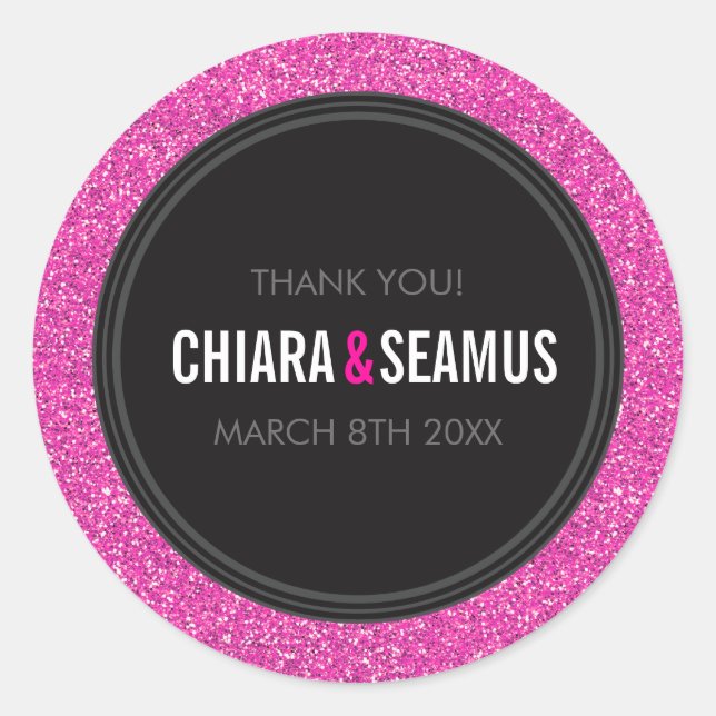 Rond STICKER SEAL moderne simple rose chaud parties sci (Devant)