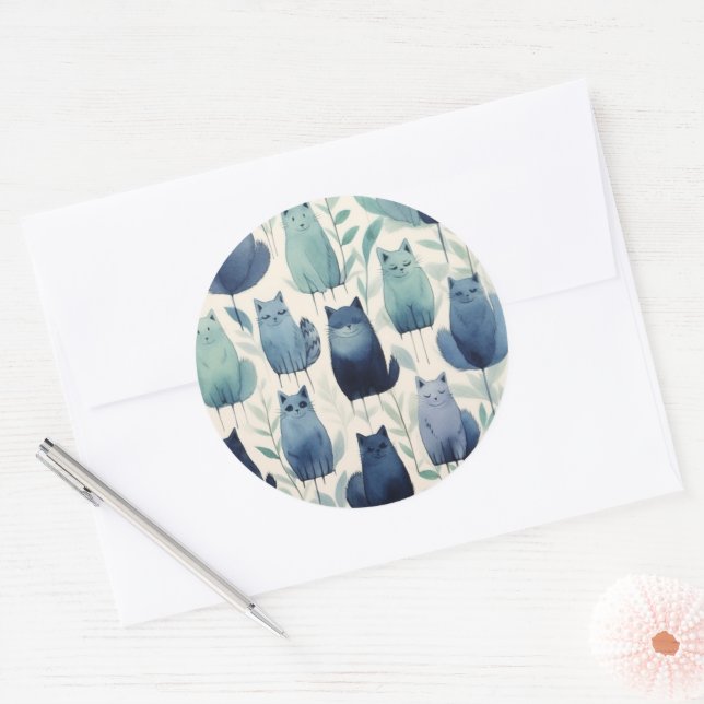 Rond Sticker Set Purr-fect pour les cadeaux et l'artisa (Enveloppe)