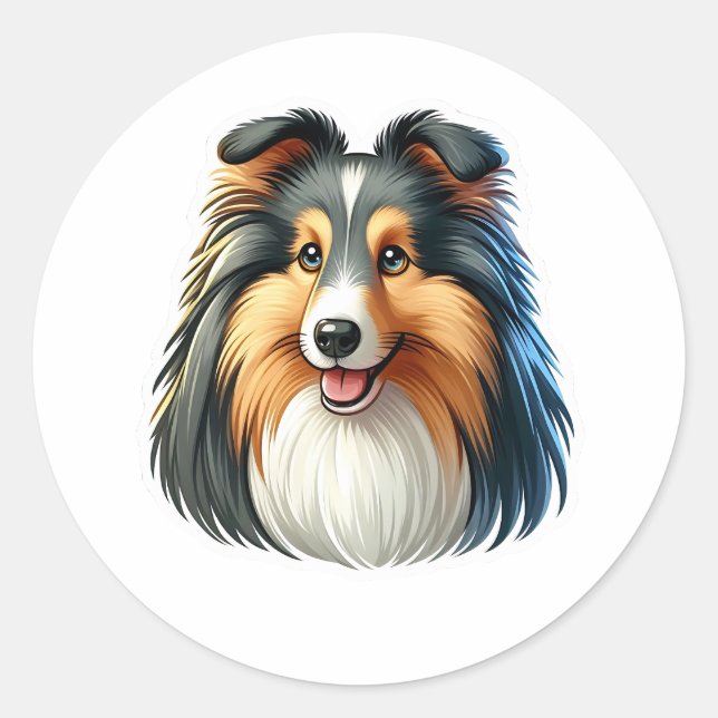 Rond Sticker Shetland Sheepdog (Devant)