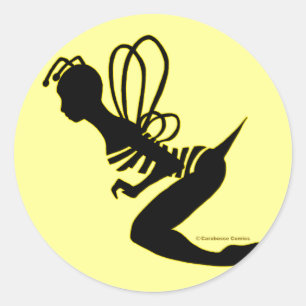 Rond Sticker Silhouette de Bee Girl