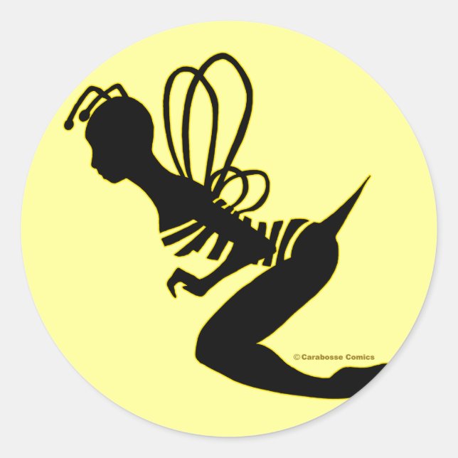 Rond Sticker Silhouette de Bee Girl (Devant)