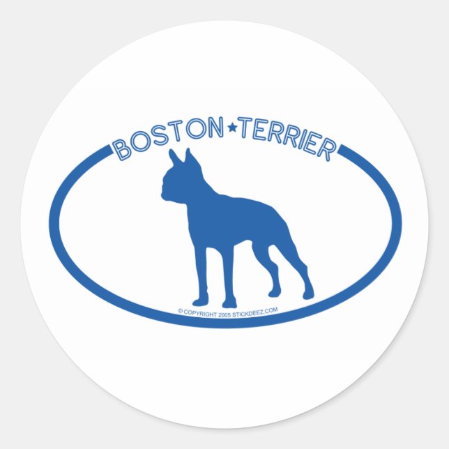Rond Sticker Silhouette de Boston Terrier (Devant)