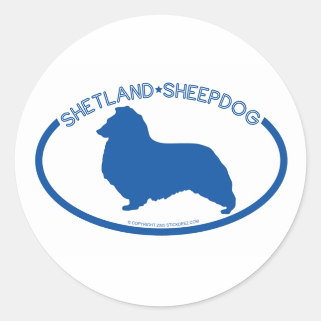 Rond Sticker Silhouette Shetland Sheepdog (Devant)