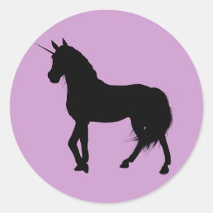 Rond Sticker Silhouette Unicorne
