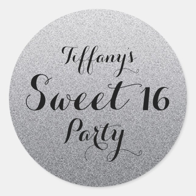Rond Sticker Silver Grey Parties scintillant Faux Ombre (Devant)
