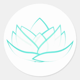 Rond Sticker simple à fleurs Lotus vert