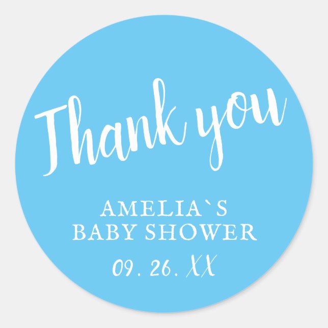Rond Sticker simple Baby shower de Merci pour garçon bl (Devant)