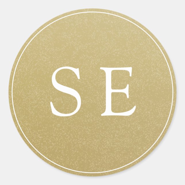 Rond Sticker simple Monogram Gold Faire-part de mariage (Devant)