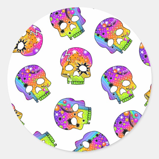 Rond Sticker - SKULLS POP ART (Devant)