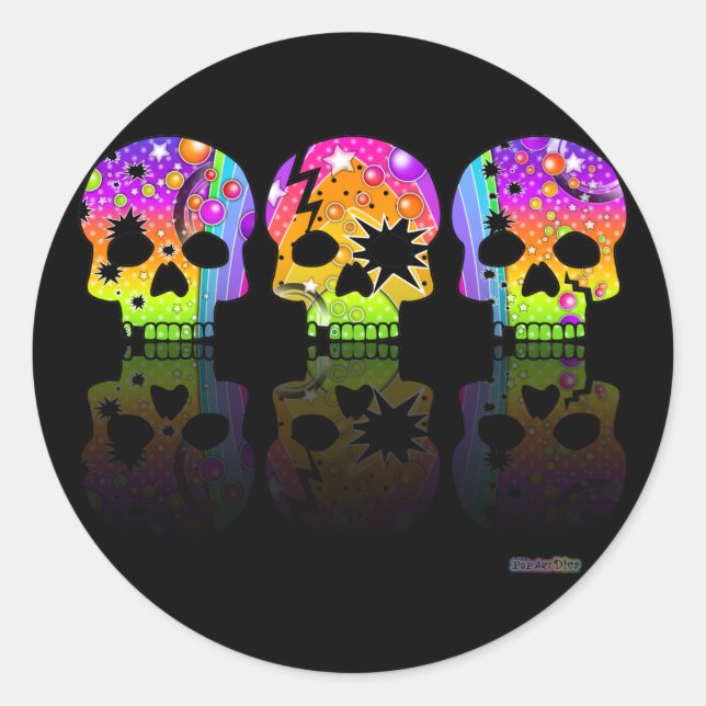 Rond Sticker - SKULLS POP ART (Devant)