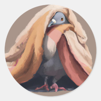 Rond Sticker Sleepy Pigeon