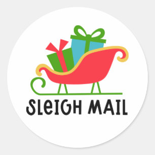 Rond Sticker Sleigh Mail Classic Round