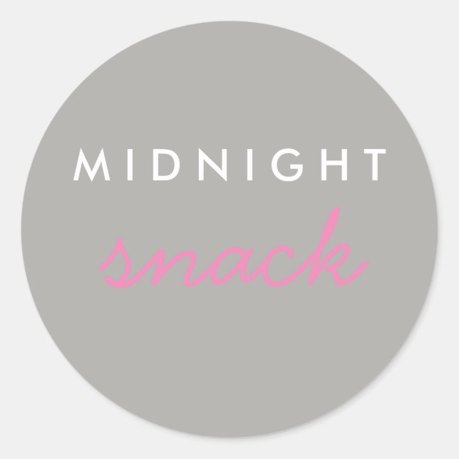 Rond Sticker Snack de minuit gris rose (Devant)