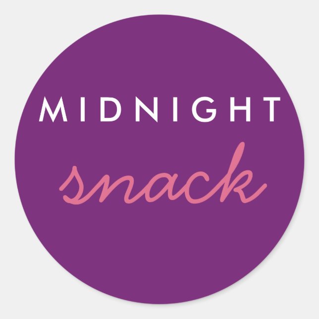 Rond Sticker Snack de minuit rose violet (Devant)
