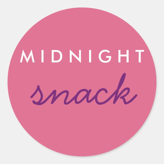 Rond Sticker Snack de minuit rose violet (Devant)