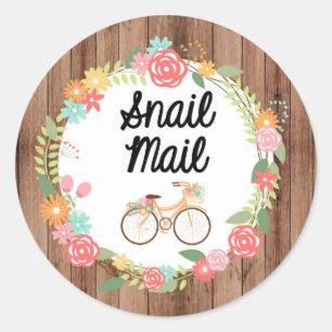 Rond Sticker Snail Mail - vélo floral! !