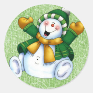 Rond Sticker Snowman