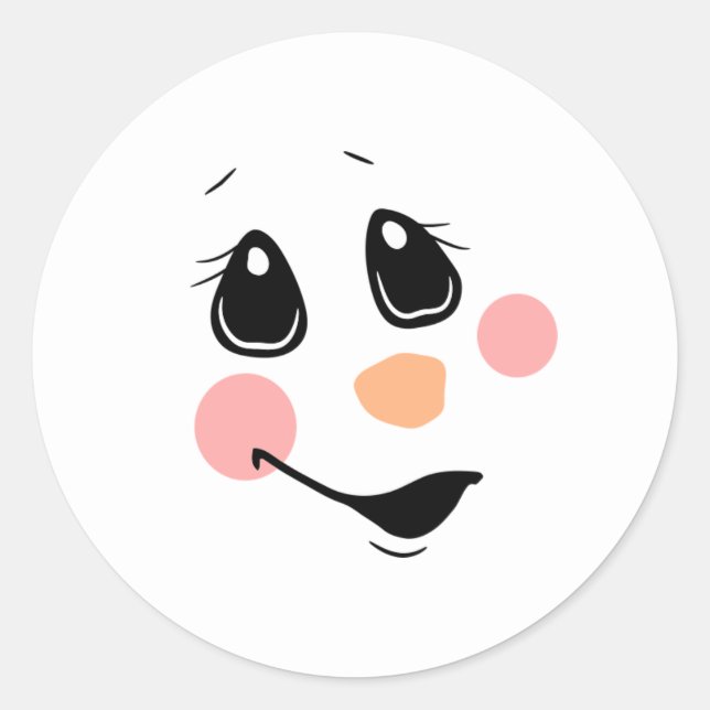 Rond Sticker Snowman Face Classic Round (Devant)