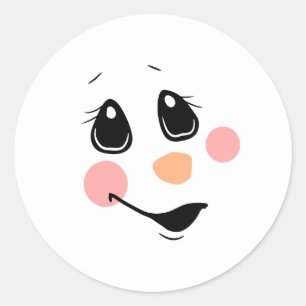 Rond Sticker Snowman Face Classic Round