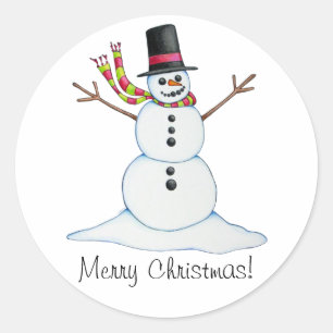 Rond Sticker Snowman "Joyeux Noël"