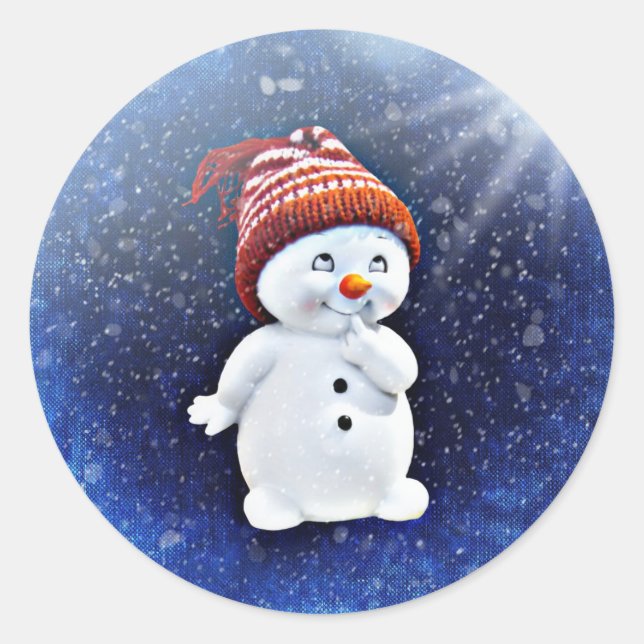Rond Sticker Snowman mignon (Devant)