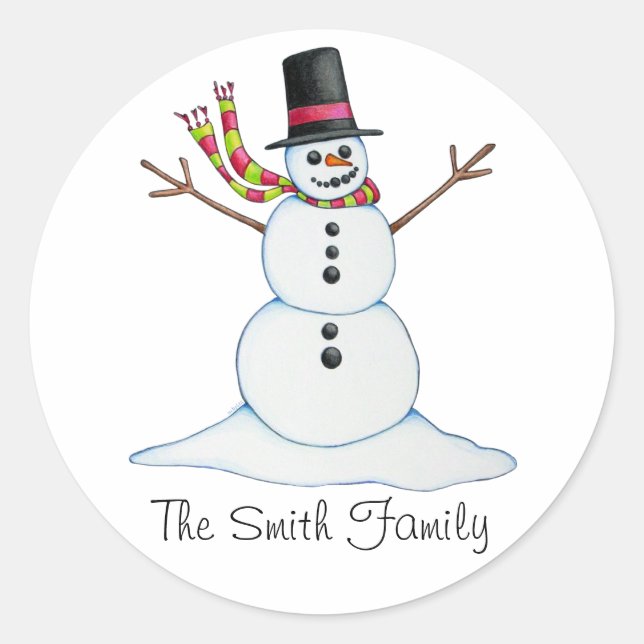 Rond Sticker Snowman personnalisé (Devant)