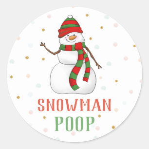Rond Sticker Snowman Poop Fête de Noël Favoriser les ét