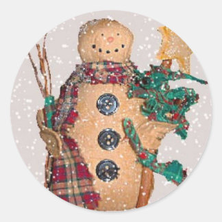 Rond Sticker Snowman Primitif