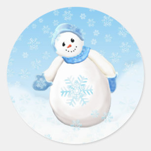 Rond Sticker Snowman Wonderland