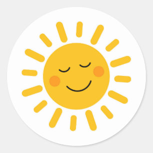 Rond Sticker solaire mignon et souriant