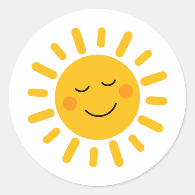 Rond Sticker solaire mignon et souriant (Devant)
