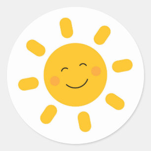 Rond Sticker solaire mignon et souriant