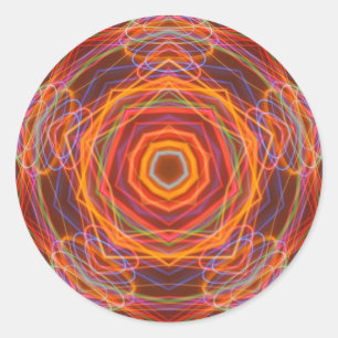 Rond Sticker Solar Mandala Kaliedoscope Fractal Art