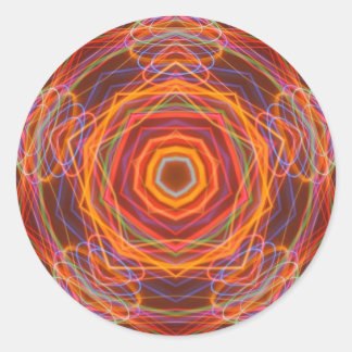 Rond Sticker Solar Mandala Kaliedoscope Fractal Art