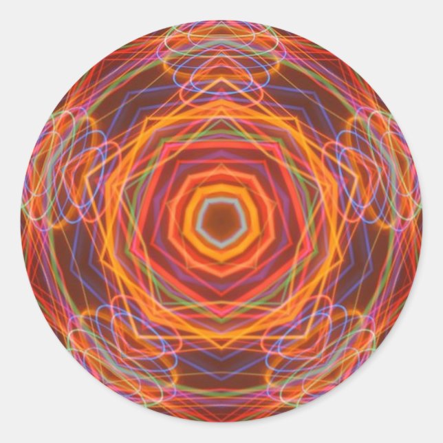Rond Sticker Solar Mandala Kaliedoscope Fractal Art (Devant)
