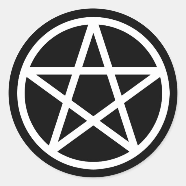 Rond Sticker solide Pentacle noir blanc (Devant)