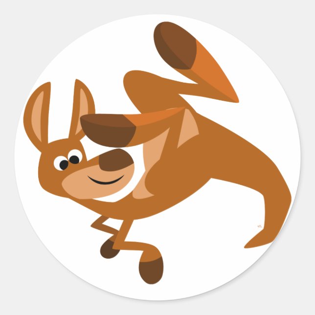 Rond Sticker Somersault de Kangaroo en caricature (Devant)