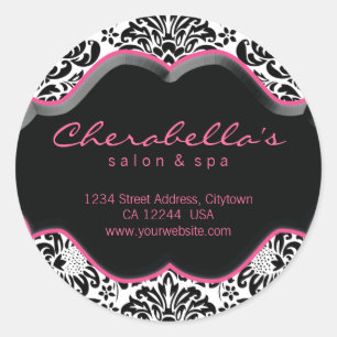 Rond Sticker Spa de salon rose noir blanc Damas
