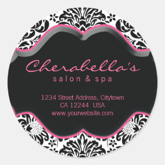 Rond Sticker Spa de salon rose noir blanc Damas