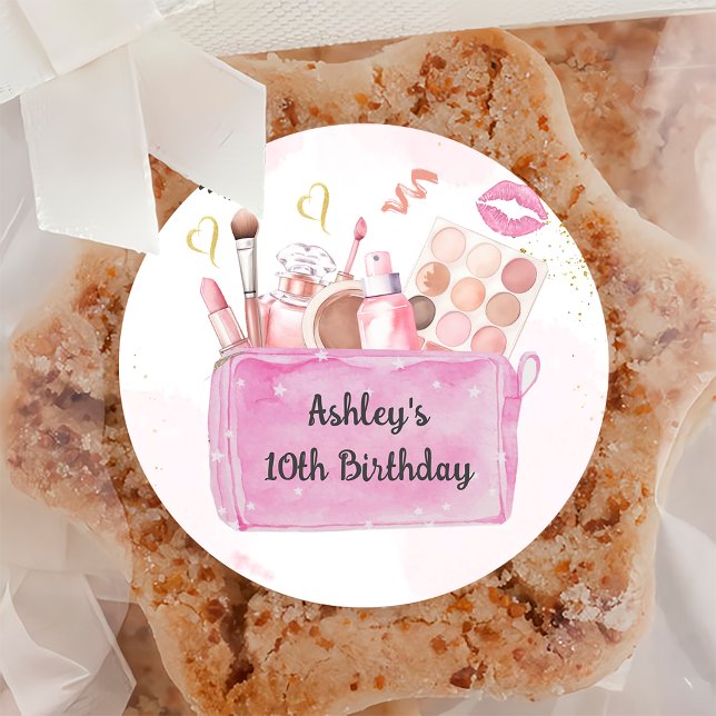 Rond Sticker spa Party de maquillage fille Anniversaire (Créateur téléchargé)