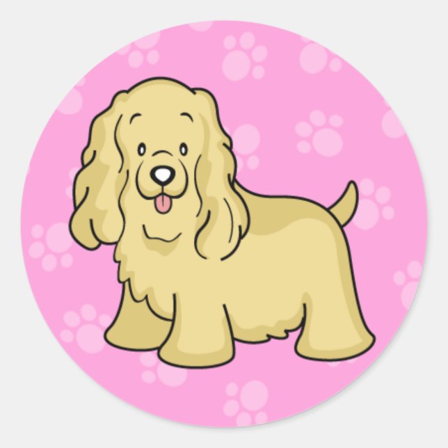 Rond Sticker Spaniel pour chien de dessin mignon (Devant)